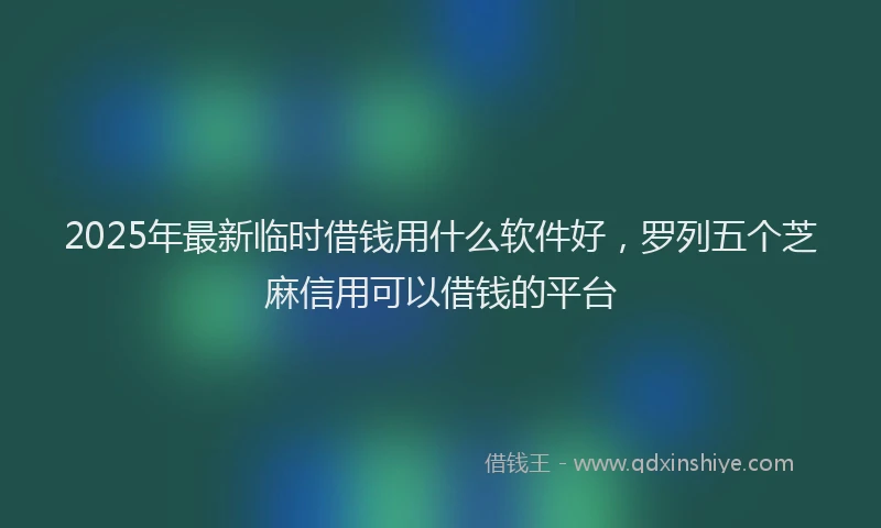 2025年最新临时借钱用什么软件好，罗列五个芝麻信用可以借钱的平台