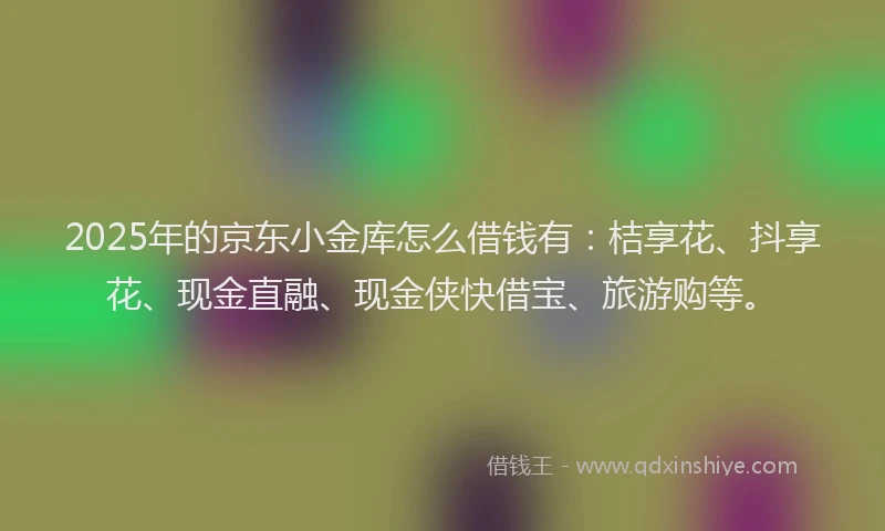 2025年的京东小金库怎么借钱有：桔享花、抖享花、现金直融、现金侠快借宝、旅游购等。