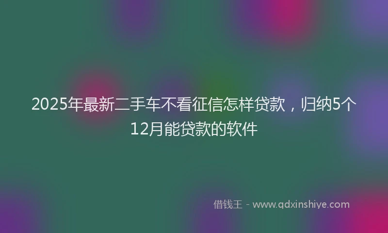 2025年最新二手车不看征信怎样贷款，归纳5个12月能贷款的软件