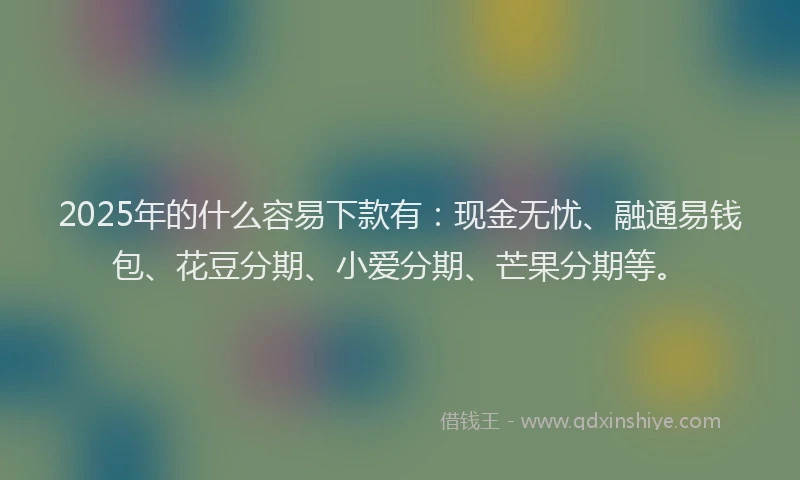 2025年的什么容易下款有：现金无忧、融通易钱包、花豆分期、小爱分期、芒果分期等。