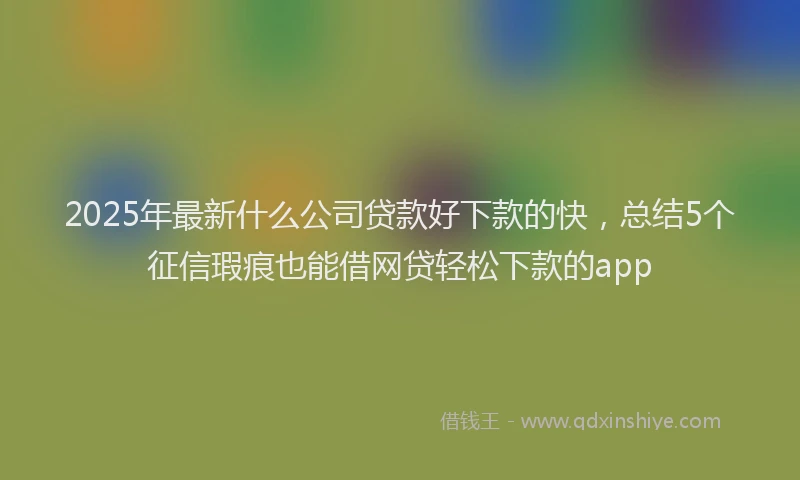 2025年最新什么公司贷款好下款的快，总结5个征信瑕疵也能借网贷轻松下款的app