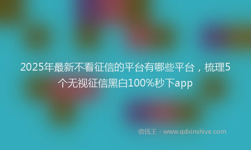 2025年最新不看征信的平台有哪些平台，梳理5个无视征信黑白100%秒下app