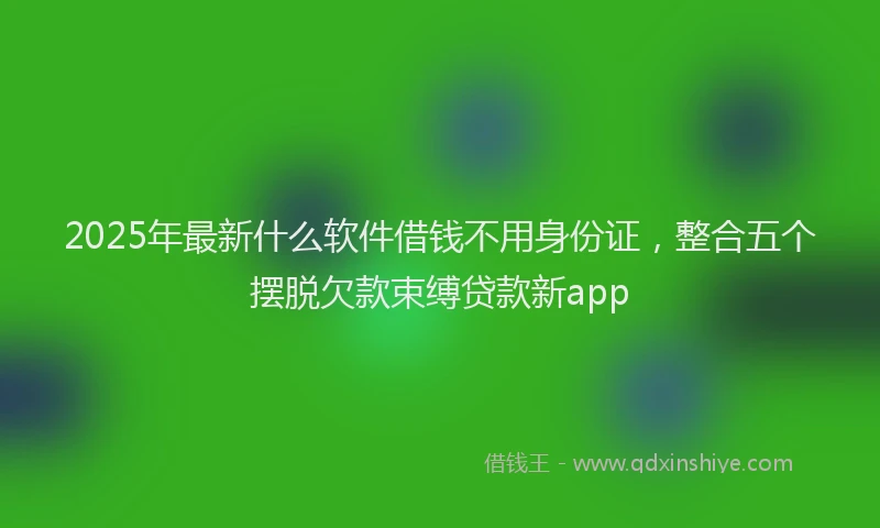 2025年最新什么软件借钱不用身份证，整合五个摆脱欠款束缚贷款新app
