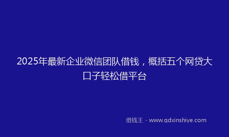 2025年最新企业微信团队借钱，概括五个网贷大口子轻松借平台