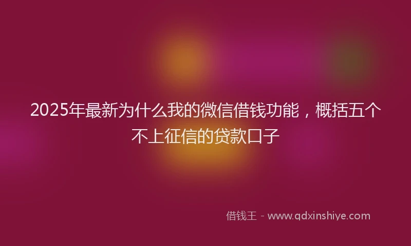 2025年最新为什么我的微信借钱功能，概括五个不上征信的贷款口子