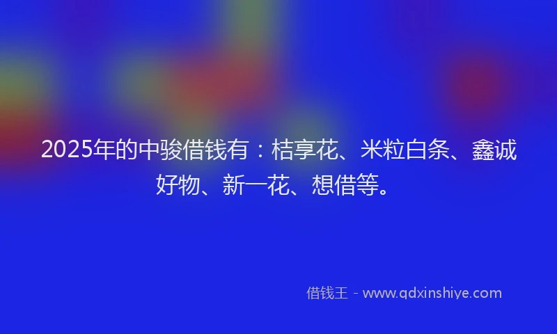 2025年的中骏借钱有：桔享花、米粒白条、鑫诚好物、新一花、想借等。