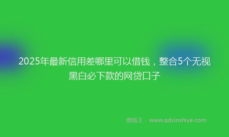 2025年最新信用差哪里可以借钱，整合5个无视黑白必下款的网贷口子