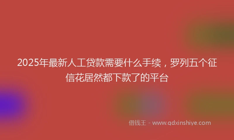 2025年最新人工贷款需要什么手续，罗列五个征信花居然都下款了的平台