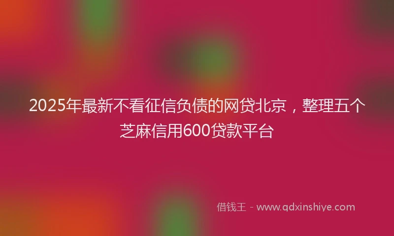 2025年最新不看征信负债的网贷北京，整理五个芝麻信用600贷款平台