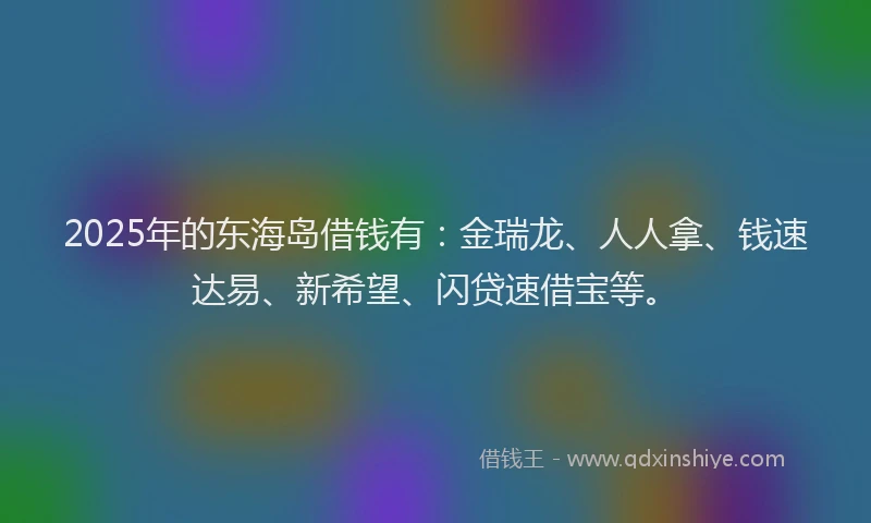 2025年的东海岛借钱有：金瑞龙、人人拿、钱速达易、新希望、闪贷速借宝等。