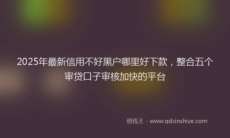 2025年最新信用不好黑户哪里好下款，整合五个审贷口子审核加快的平台