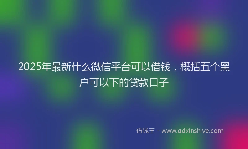 2025年最新什么微信平台可以借钱，概括五个黑户可以下的贷款口子