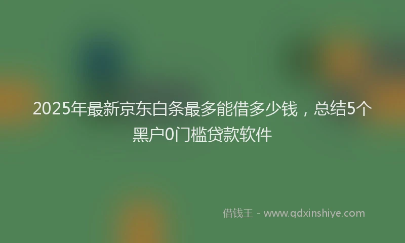 2025年最新京东白条最多能借多少钱，总结5个黑户0门槛贷款软件