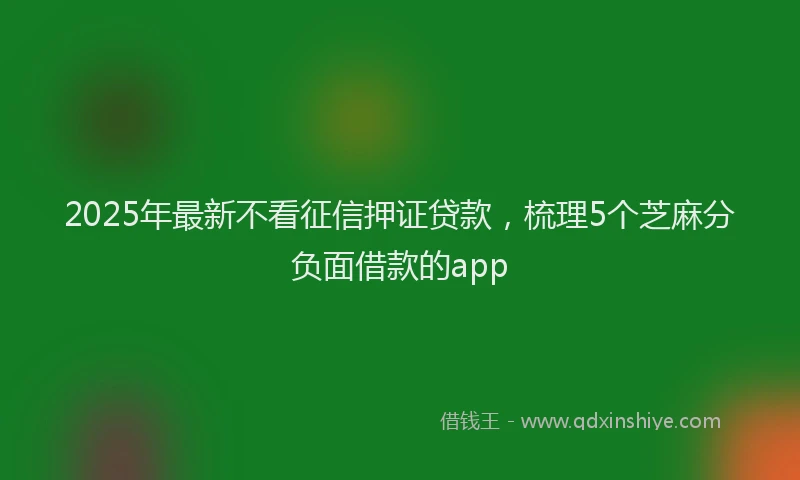 2025年最新不看征信押证贷款，梳理5个芝麻分负面借款的app