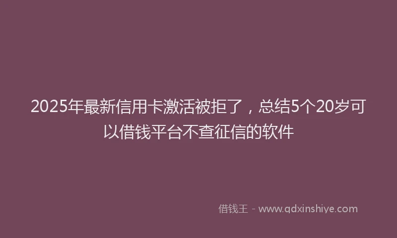 2025年最新信用卡激活被拒了，总结5个20岁可以借钱平台不查征信的软件