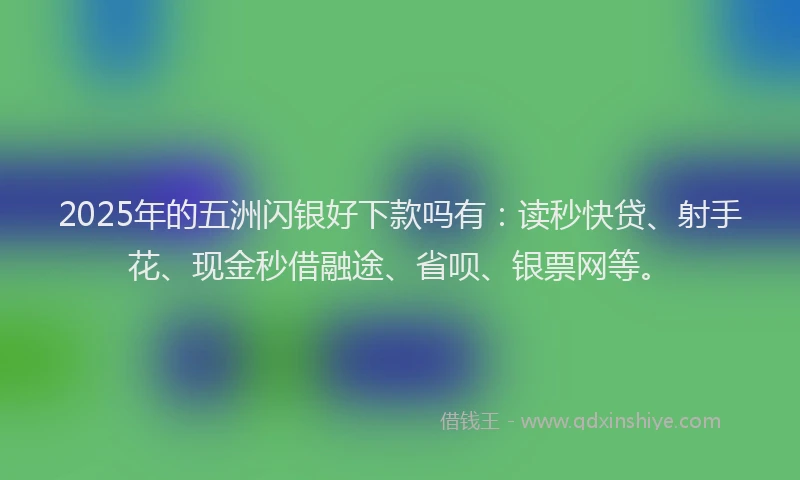 2025年的五洲闪银好下款吗有：读秒快贷、射手花、现金秒借融途、省呗、银票网等。