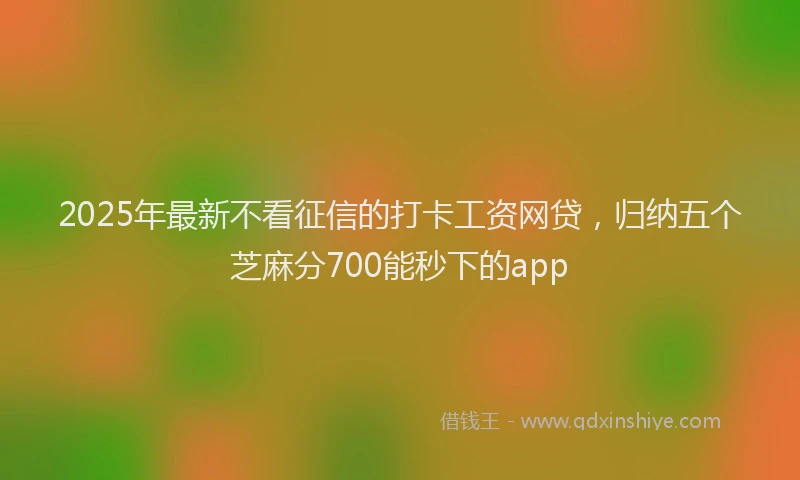 2025年最新不看征信的打卡工资网贷，归纳五个芝麻分700能秒下的app