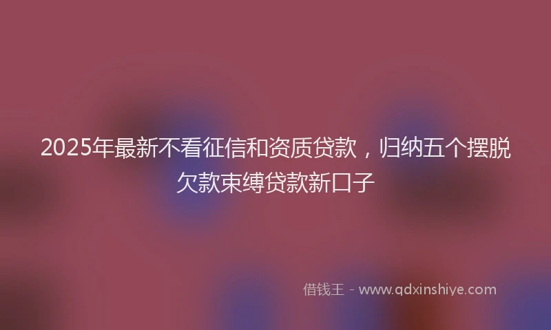 2025年最新不看征信和资质贷款，归纳五个摆脱欠款束缚贷款新口子