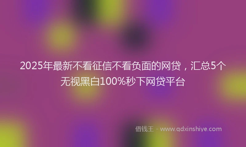 2025年最新不看征信不看负面的网贷，汇总5个无视黑白100%秒下网贷平台