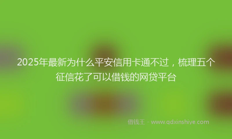 2025年最新为什么平安信用卡通不过，梳理五个征信花了可以借钱的网贷平台