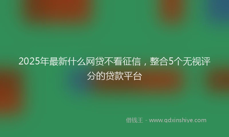 2025年最新什么网贷不看征信，整合5个无视评分的贷款平台