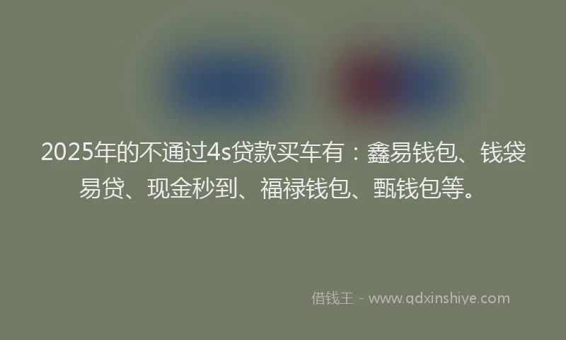 2025年的不通过4s贷款买车有：鑫易钱包、钱袋易贷、现金秒到、福禄钱包、甄钱包等。