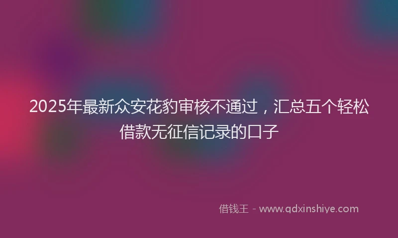 2025年最新众安花豹审核不通过，汇总五个轻松借款无征信记录的口子