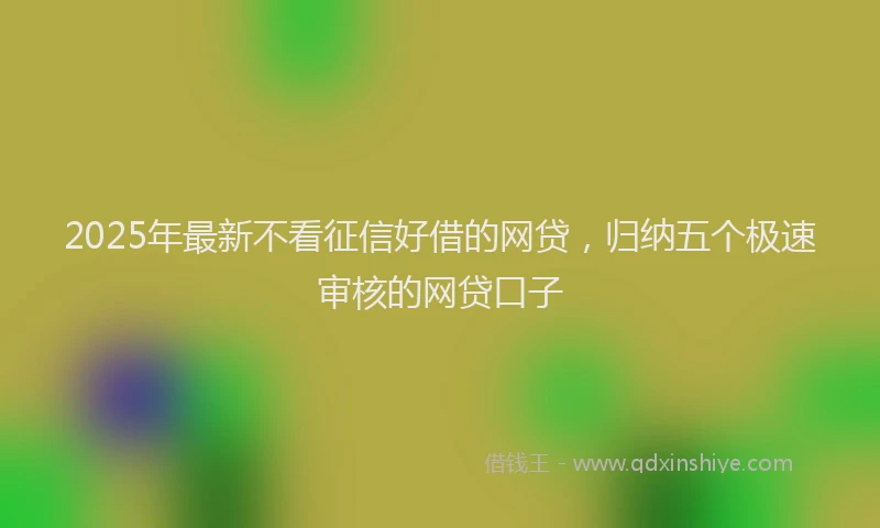 2025年最新不看征信好借的网贷，归纳五个极速审核的网贷口子