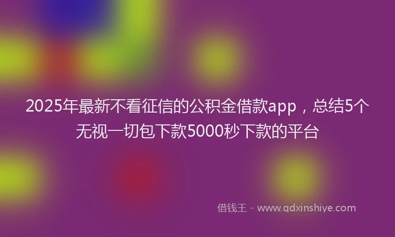 2025年最新不看征信的公积金借款app，总结5个无视一切包下款5000秒下款的平台