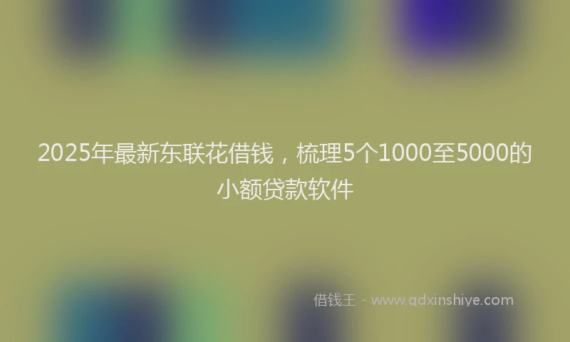 2025年最新东联花借钱，梳理5个1000至5000的小额贷款软件
