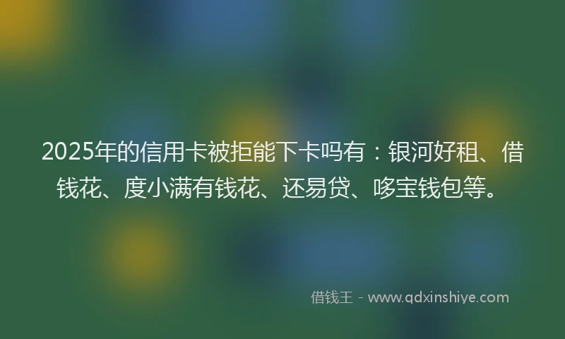 2025年的信用卡被拒能下卡吗有：银河好租、借钱花、度小满有钱花、还易贷、哆宝钱包等。