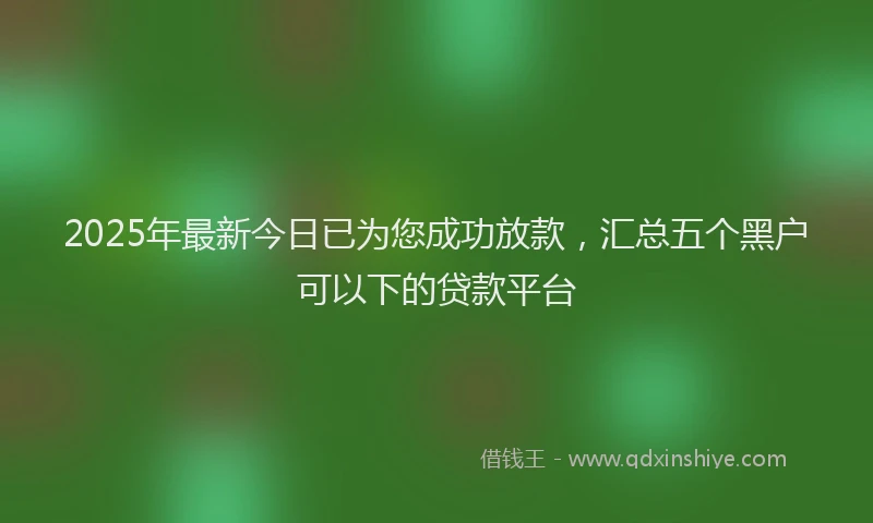 2025年最新今日已为您成功放款，汇总五个黑户可以下的贷款平台