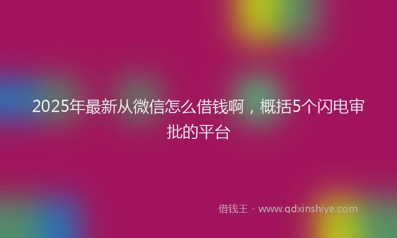 2025年最新从微信怎么借钱啊，概括5个闪电审批的平台