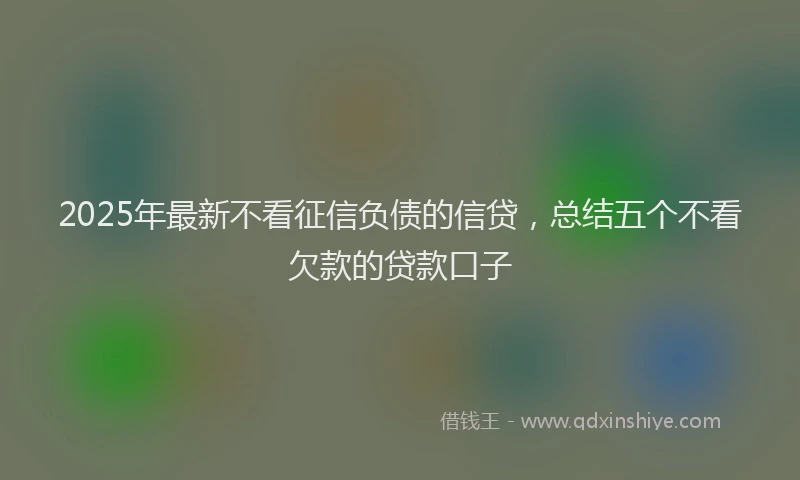 2025年最新不看征信负债的信贷，总结五个不看欠款的贷款口子