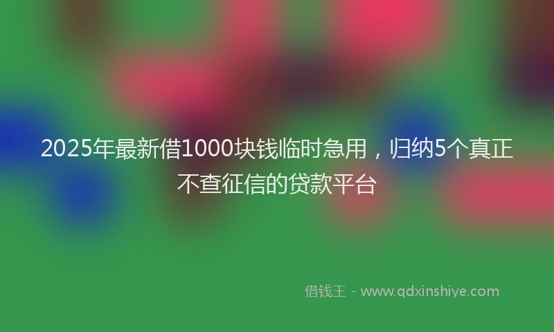 2025年最新借1000块钱临时急用，归纳5个真正不查征信的贷款平台