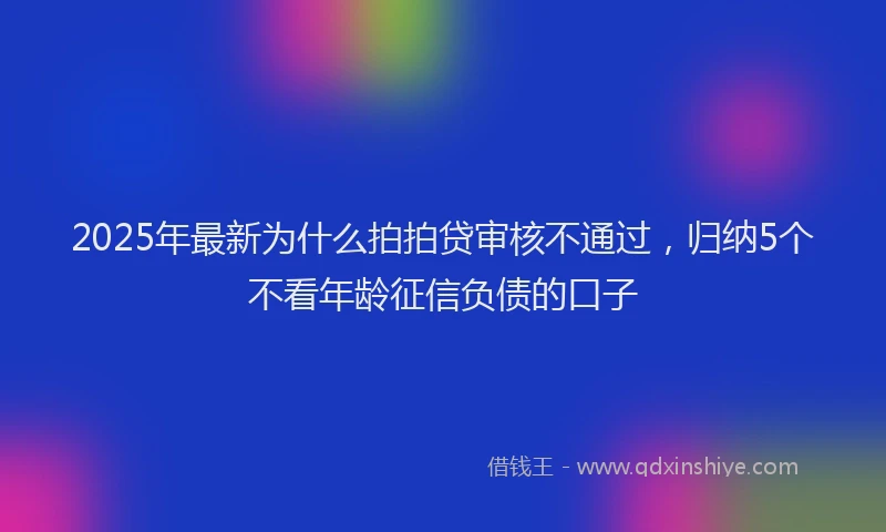 2025年最新为什么拍拍贷审核不通过，归纳5个不看年龄征信负债的口子
