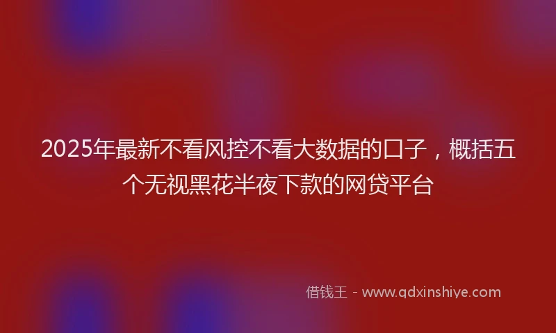 2025年最新不看风控不看大数据的口子，概括五个无视黑花半夜下款的网贷平台
