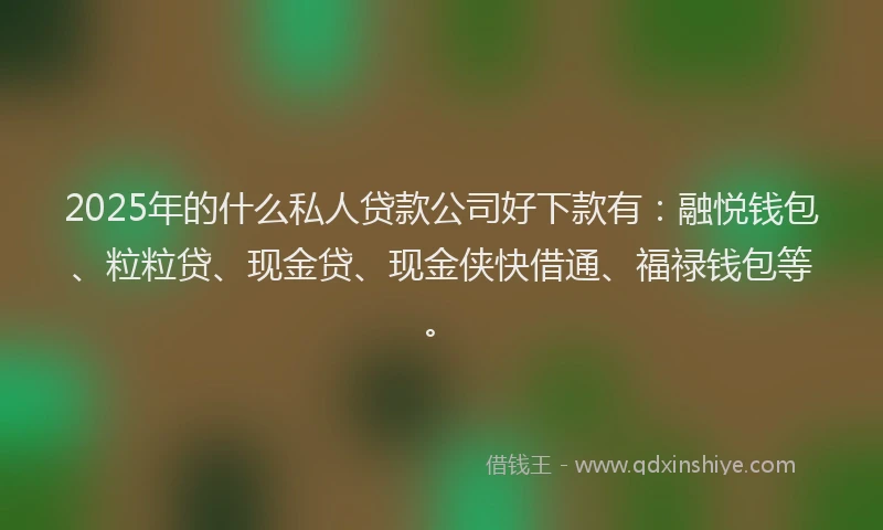 2025年的什么私人贷款公司好下款有：融悦钱包、粒粒贷、现金贷、现金侠快借通、福禄钱包等。