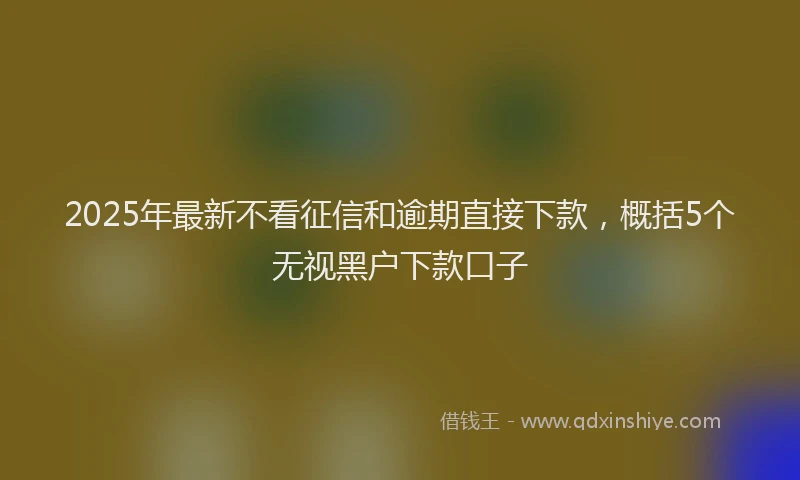 2025年最新不看征信和逾期直接下款，概括5个无视黑户下款口子