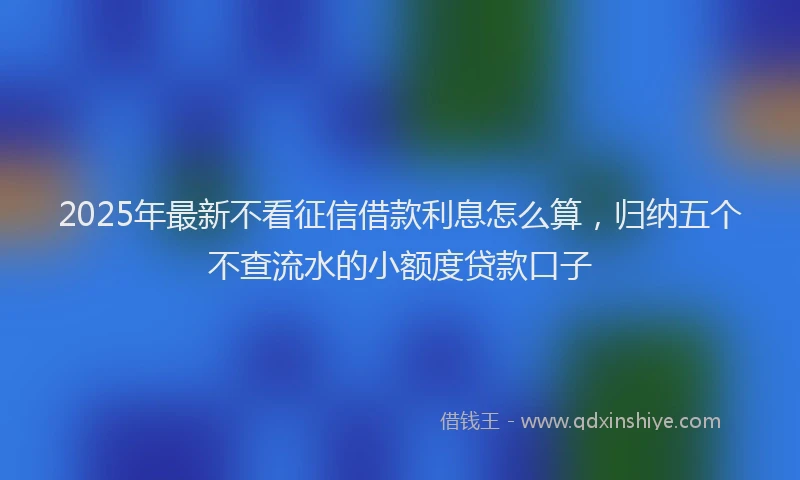 2025年最新不看征信借款利息怎么算，归纳五个不查流水的小额度贷款口子