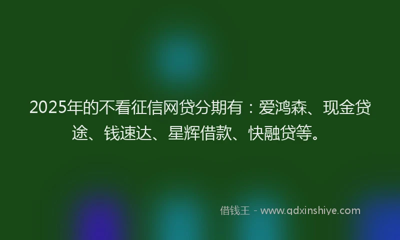 2025年的不看征信网贷分期有：爱鸿森、现金贷途、钱速达、星辉借款、快融贷等。