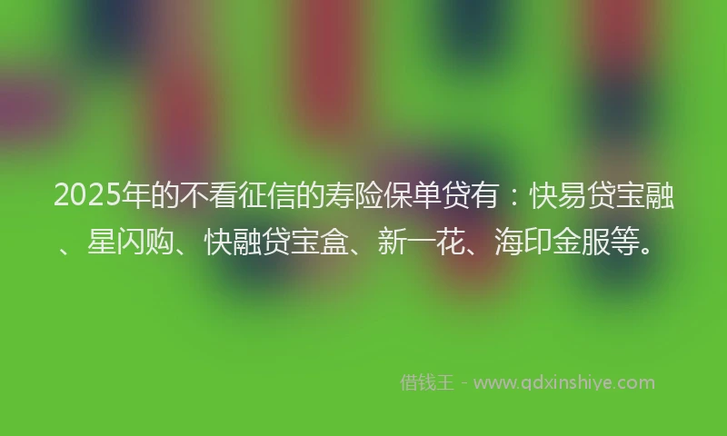 2025年的不看征信的寿险保单贷有：快易贷宝融、星闪购、快融贷宝盒、新一花、海印金服等。