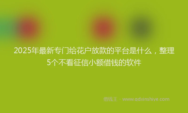 2025年最新专门给花户放款的平台是什么，整理5个不看征信小额借钱的软件