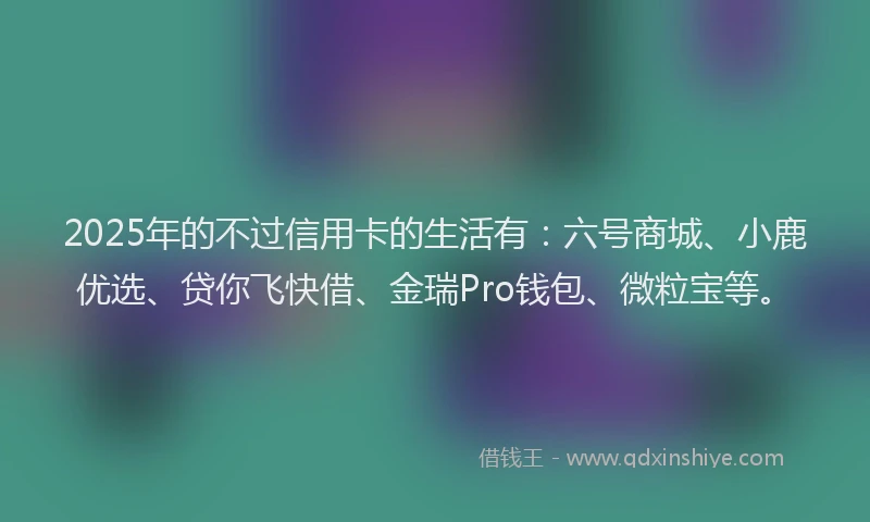 2025年的不过信用卡的生活有：六号商城、小鹿优选、贷你飞快借、金瑞Pro钱包、微粒宝等。