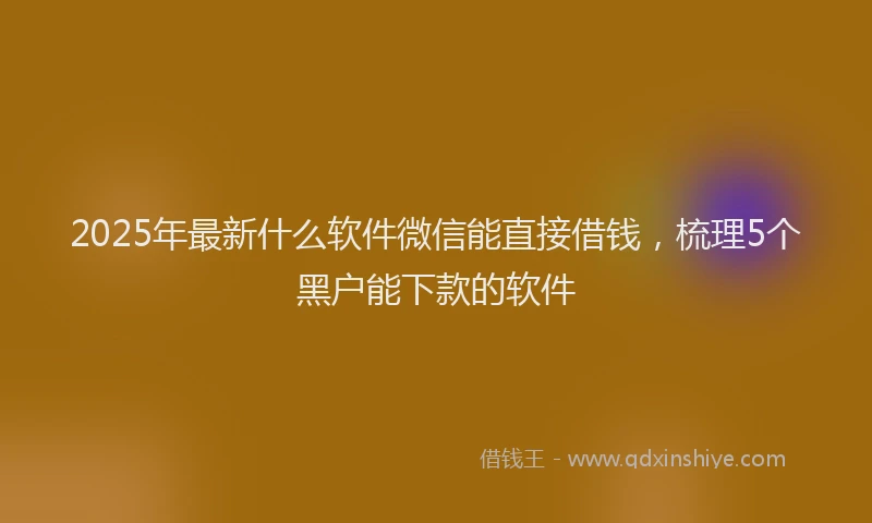 2025年最新什么软件微信能直接借钱，梳理5个黑户能下款的软件