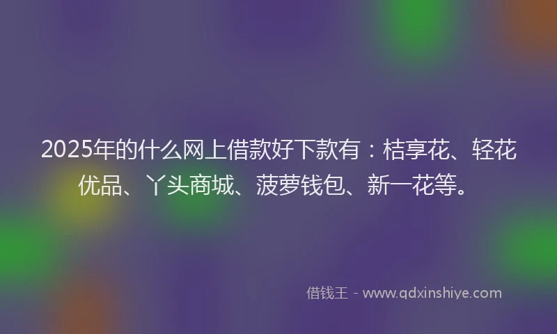 2025年的什么网上借款好下款有：桔享花、轻花优品、丫头商城、菠萝钱包、新一花等。