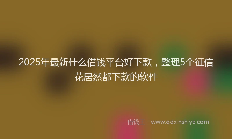 2025年最新什么借钱平台好下款，整理5个征信花居然都下款的软件
