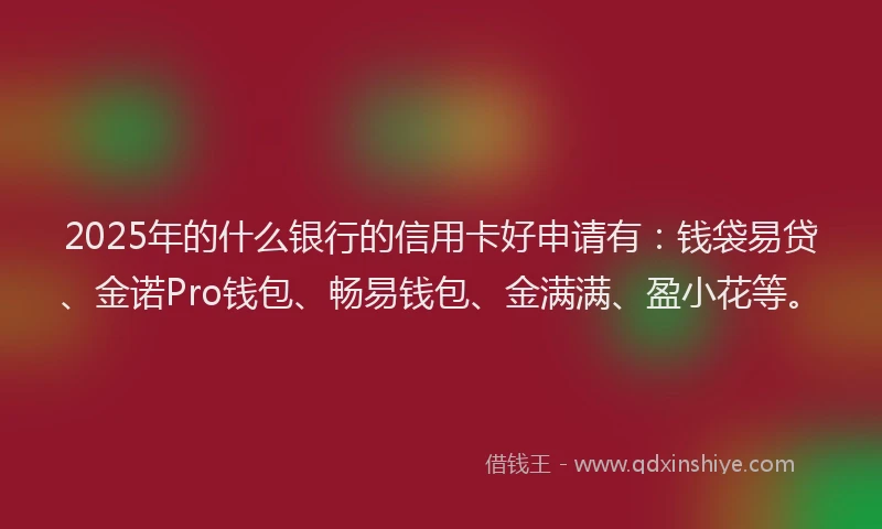 2025年的什么银行的信用卡好申请有：钱袋易贷、金诺Pro钱包、畅易钱包、金满满、盈小花等。