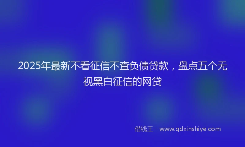 2025年最新不看征信不查负债贷款，盘点五个无视黑白征信的网贷