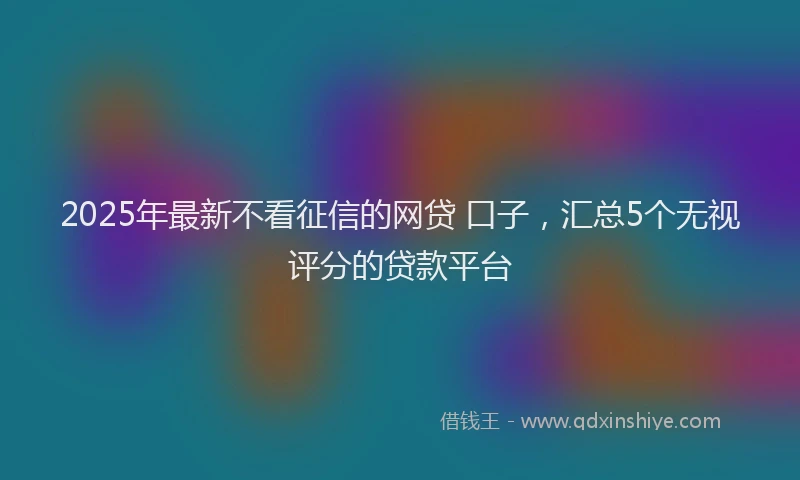2025年最新不看征信的网贷 口子，汇总5个无视评分的贷款平台